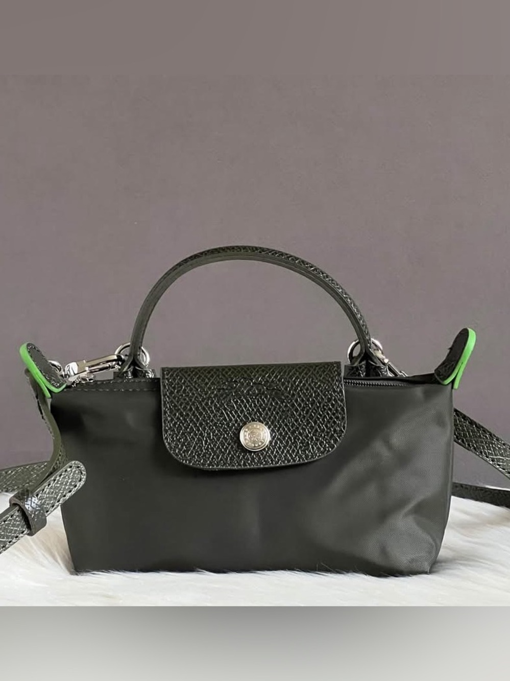 Longchamp XS Le Pliage Original Pouch with Strap (Loden)